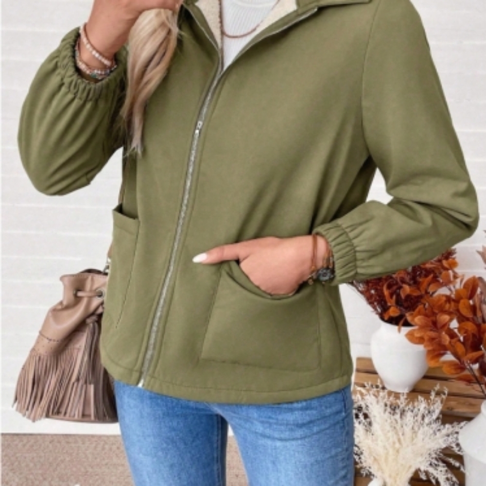 Casual Solid Color Zipper Fleece Jacket – Warm Autumn Winter Coat